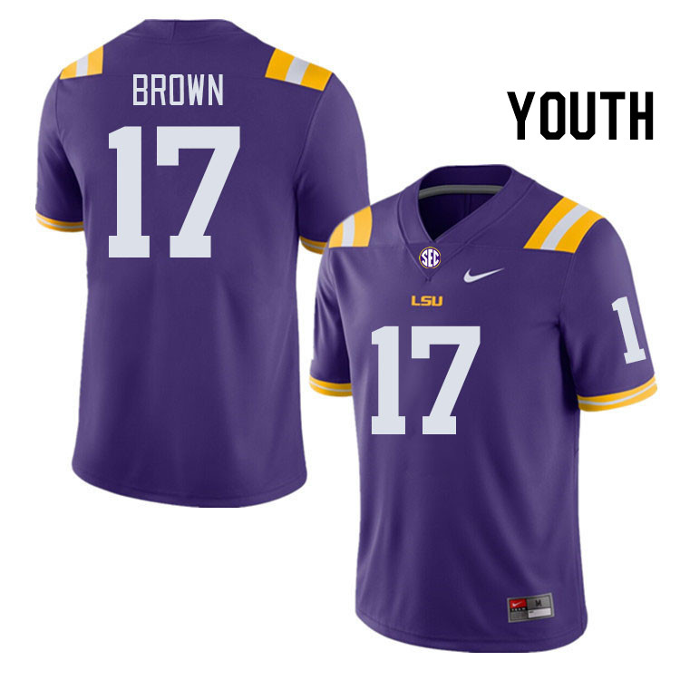 Youth #17 Jyaire Brown LSU Tigers College Football Jerseys Stitched-Purple